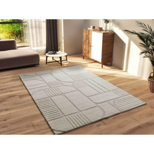 SNOWY Alfombra con relieve de estilo escandinavo en blanco, varias medidas disponibles.