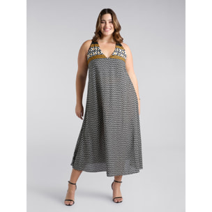 Fiorella Rubino - Vestito lungo dalla stampa tribale - Nero