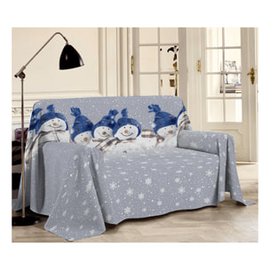 Telo Arredo Multiuso Copritutto 100% Cotone Snowman Blu