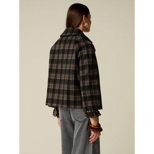 Oltre - Giacca boxy check - Marrone