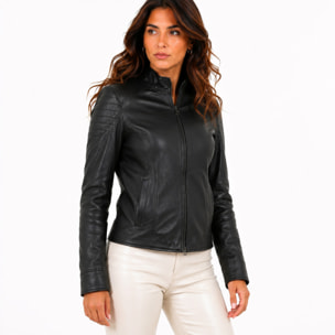 Giubbino in vera pelle di vitello Nero