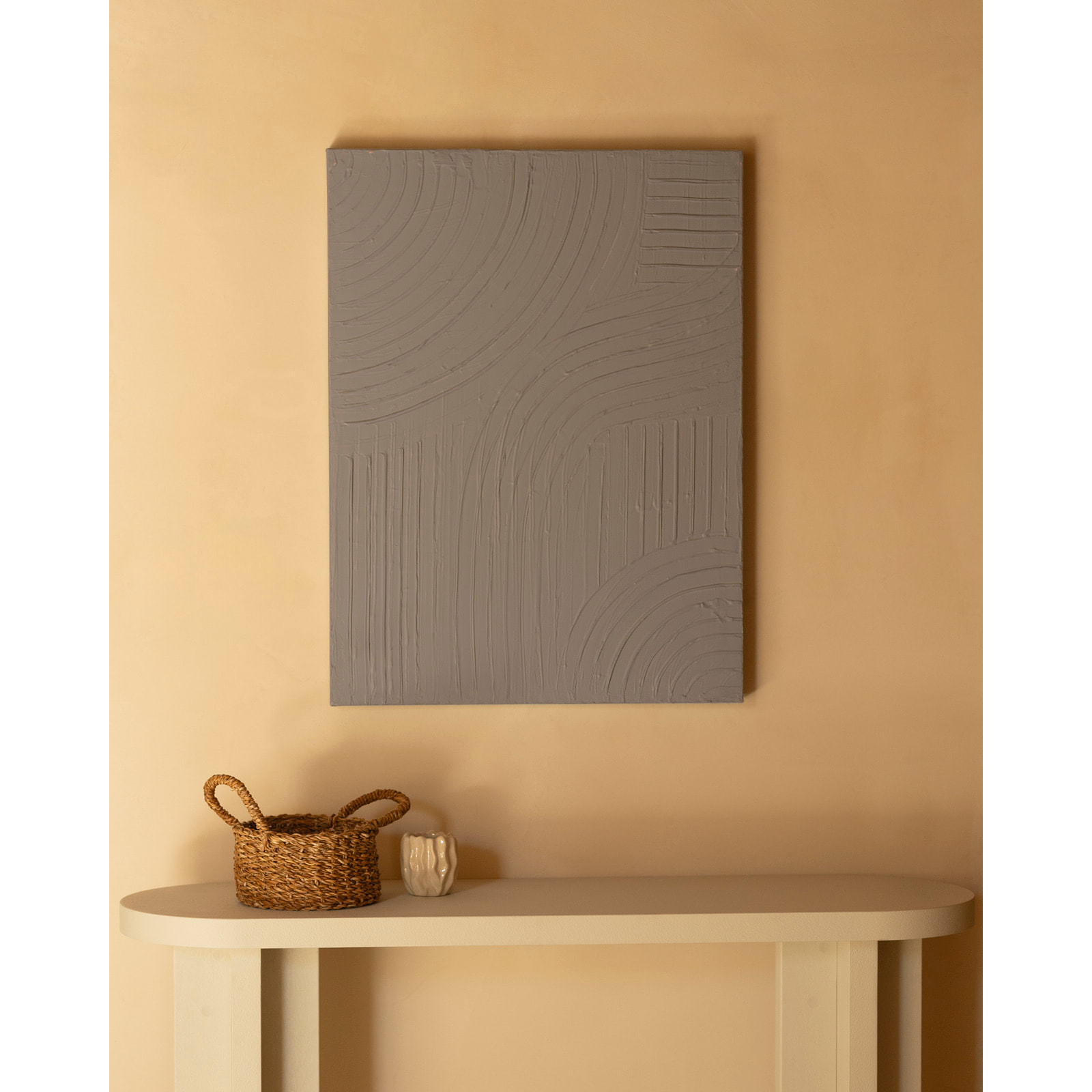 Tableau marron décoratif sur coton avec cadre en bois peint à la main à la peinture à l'huile en différentes tailles