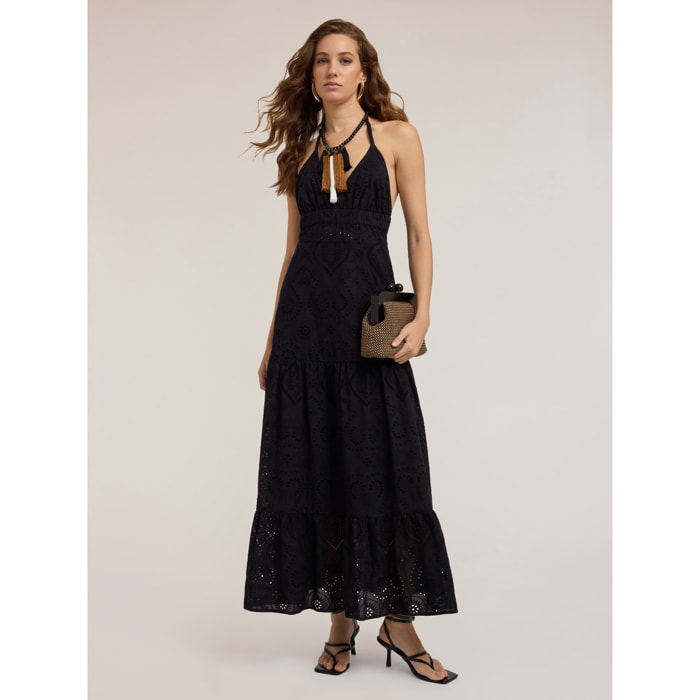 Motivi - Maxi dress in sangallo - Nero