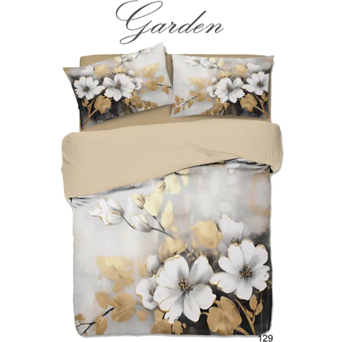 Parure Copripiumino 2 piazze Garden 129 in Cotone 100% Made in Italy, Stampa Digitale HD