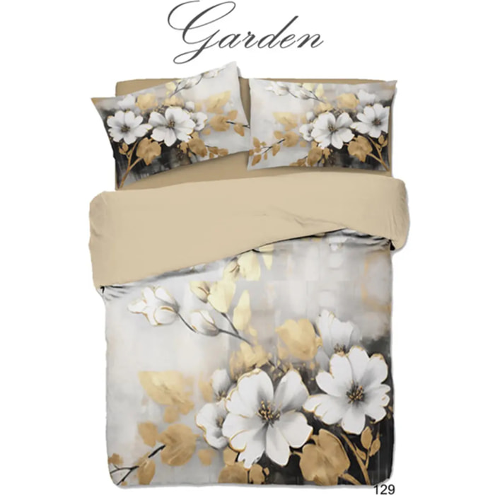 Parure Copripiumino 2 piazze Garden 129 in Cotone 100% Made in Italy, Stampa Digitale HD