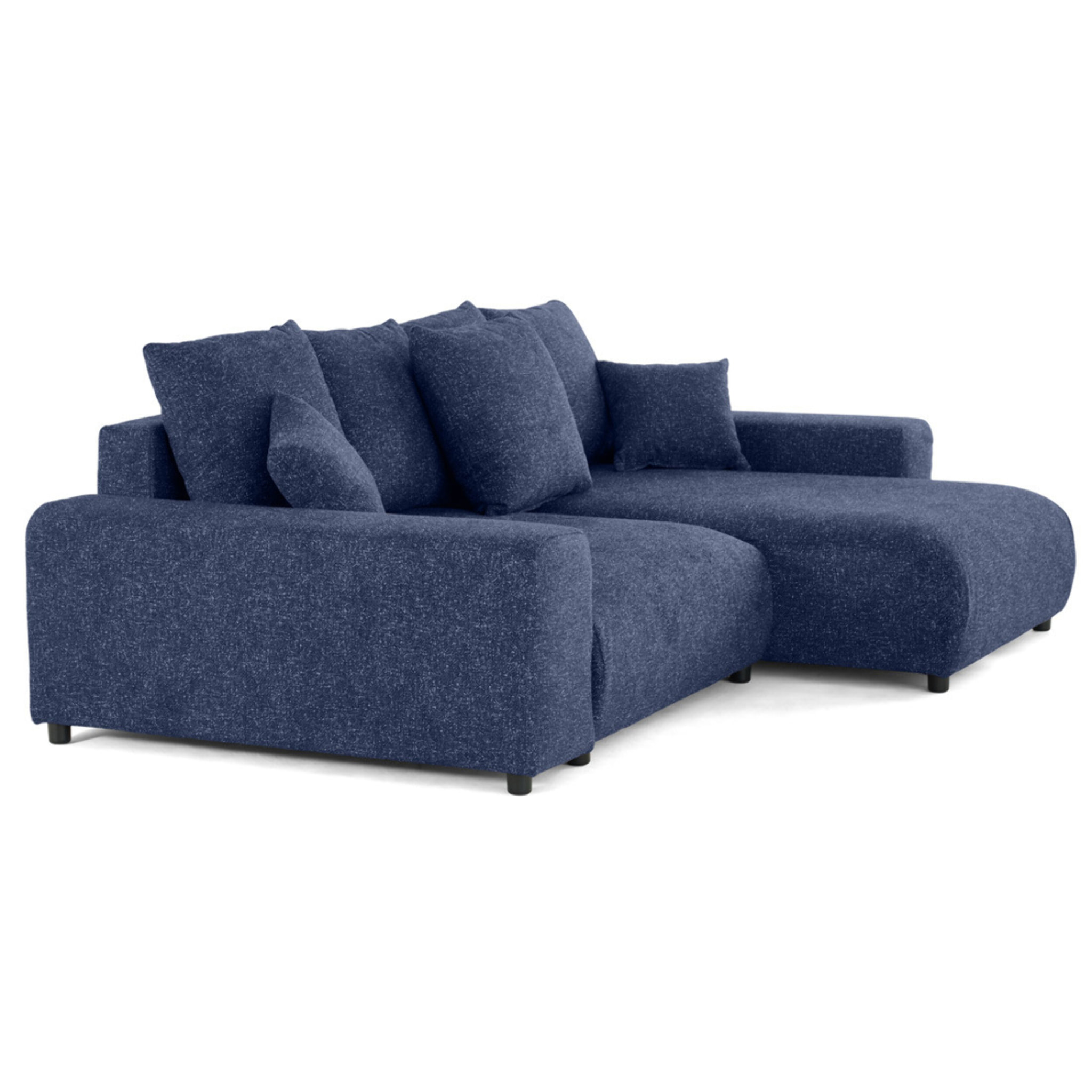 Spice - canapé d'angle réversible 4 places convertible avec coffre en tissu moucheté - Bleu marine