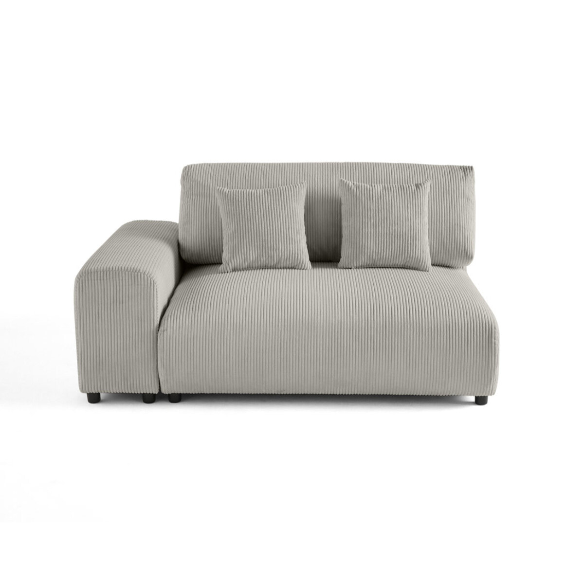 Garance - module d'assise 2 places avec accoudoir gauche - en velours côtelé - Gris clair