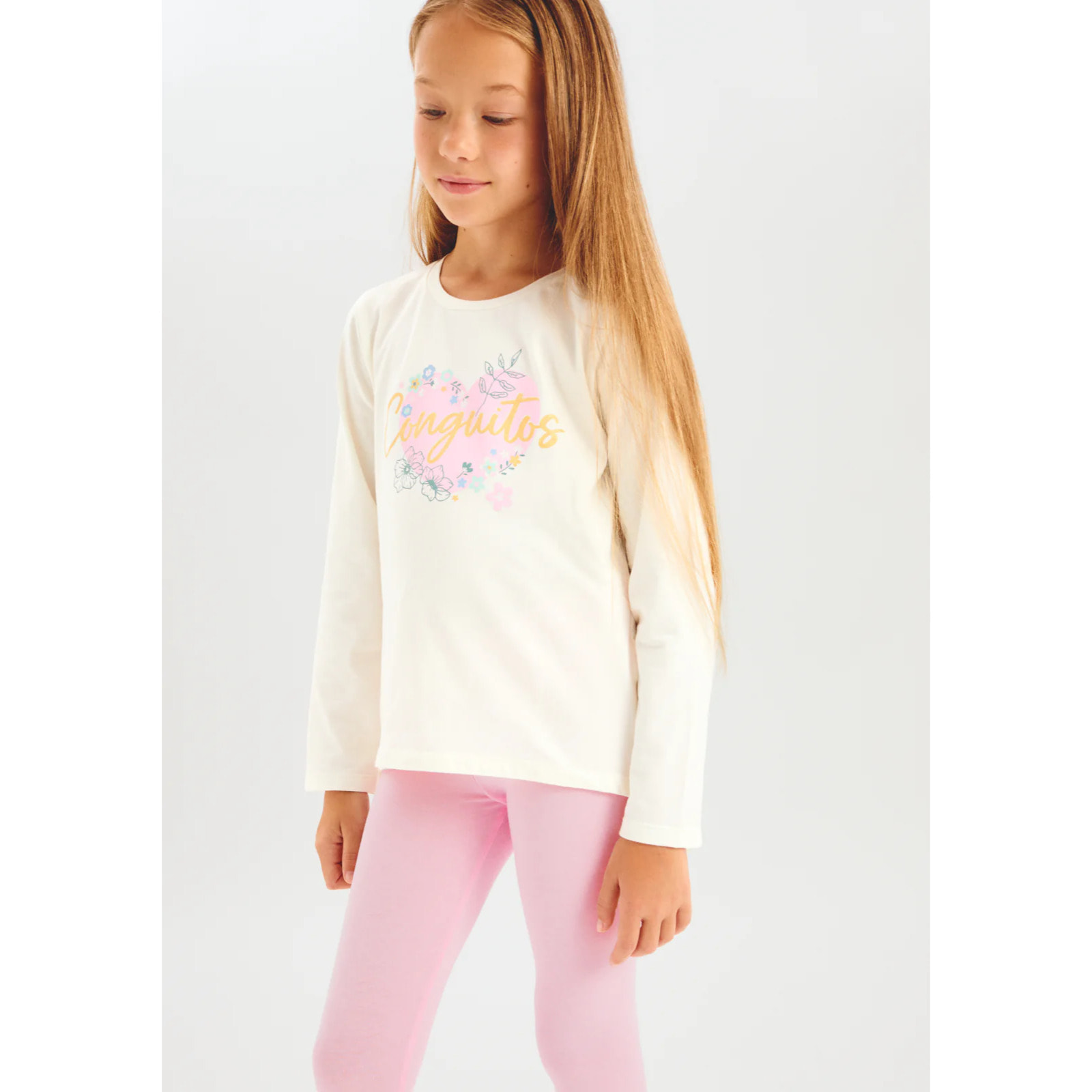 Camiseta Niña Manga Larga Con Estampado Frontal