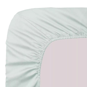 Drap housse b35 satin de coton imprimé multicolore Primavera vert d'eau