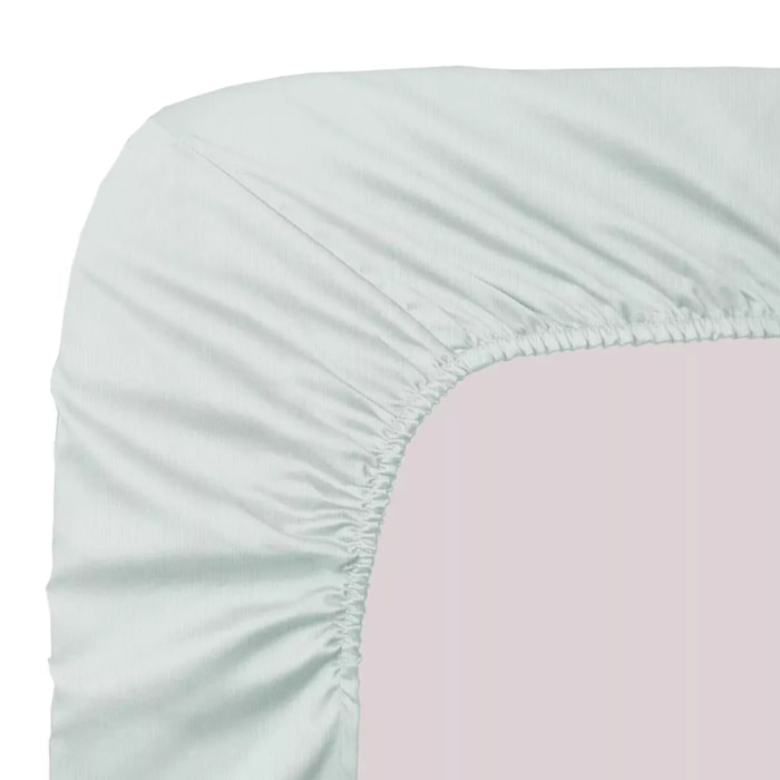 Drap housse b35 satin de coton imprimé multicolore Primavera vert d'eau