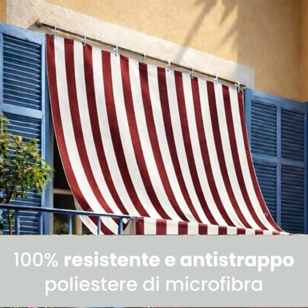 Intrecci Tenda da Sole Impermeabile per Verande e Balconi con Occhielli Righe Bordeaux