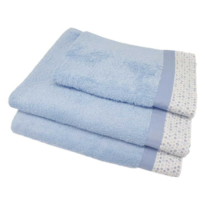 Set Spugna PALLINI 3 Pezzi: Viso+Ospite+Telo Bagno - 450 gr/m² - 100% Puro Cotone