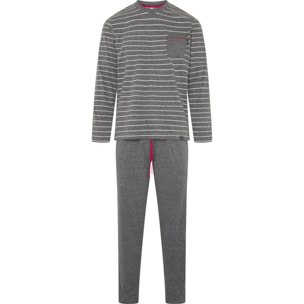 Pijama hombre rayas gris