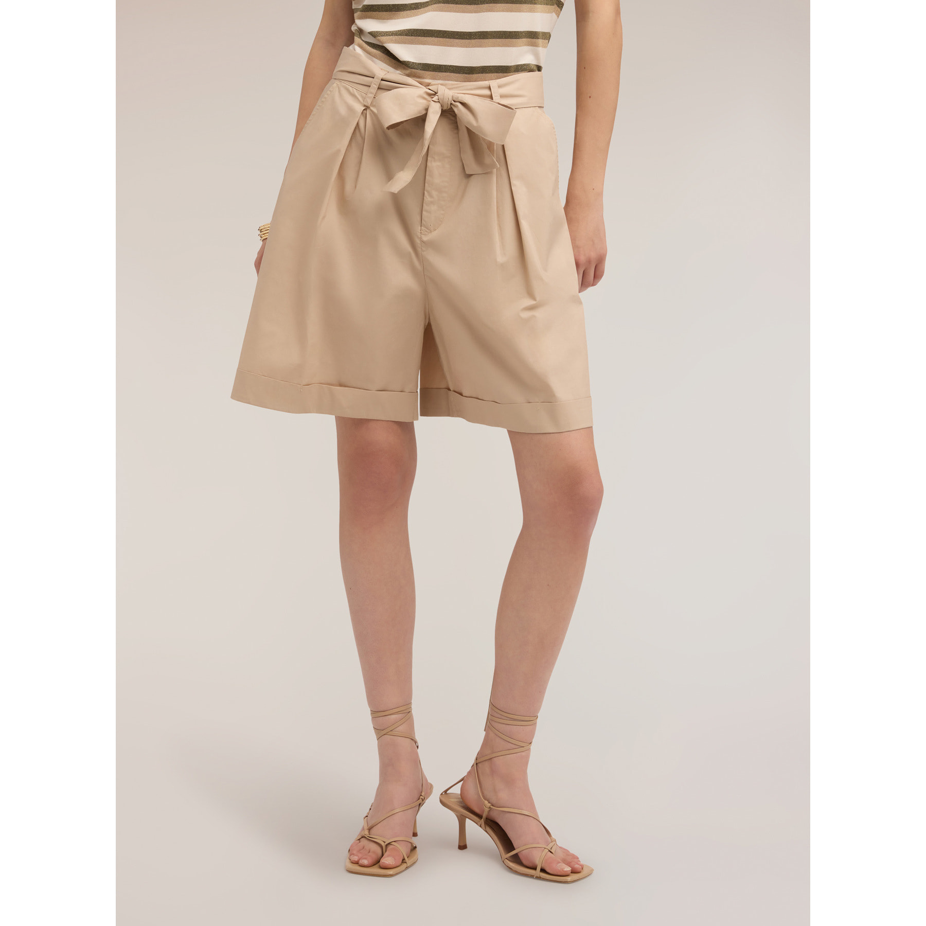 Motivi - Bermuda in popeline con fusciacca - Beige