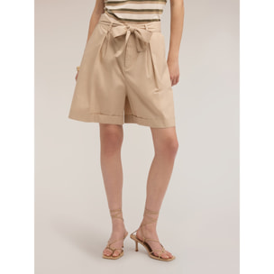 Motivi - Bermuda in popeline con fusciacca - Beige
