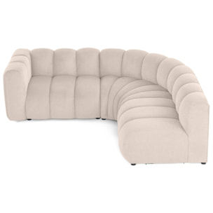 Debbie - canapé modulable d'angle droit 4 places avec accoudoir en tissu texturé - Beige