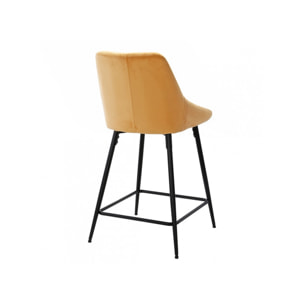 Tabouret de bar en velours avec piètement métal noir - 6 coloris - MONDO