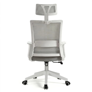 Silla de oficina ergonómica en blanco y gris 111-121x51 cm Dafne Tex Blanco - Gris