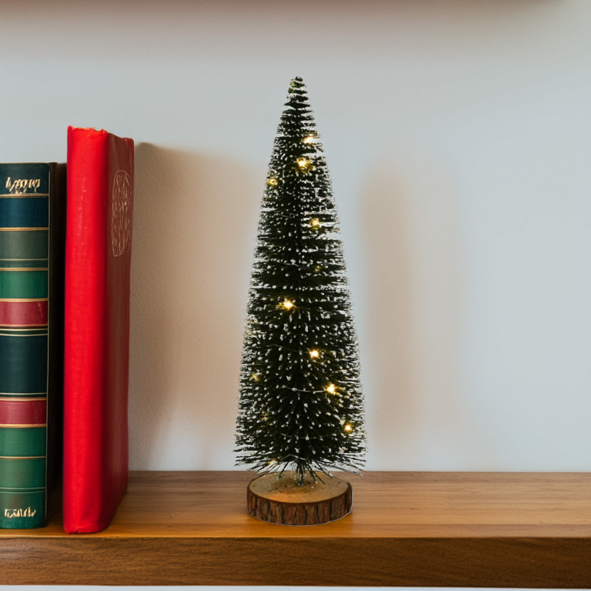 árbol navideño con 20 luces led blancas cálidas y temporizador - 14x14x41cm