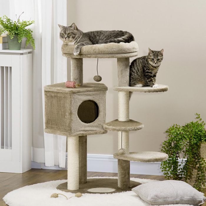 Árbol Rascador para Gatos Altura 94 cm con Cama Cueva Escaleras Bolas Colgantes