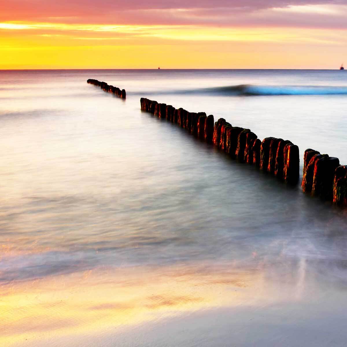 Affiche encadrée mer au coucher de soleil Affiche + cadre en métal - Noir