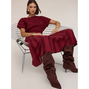 Motivi - Vestito flare in maglia plissé - Rosso