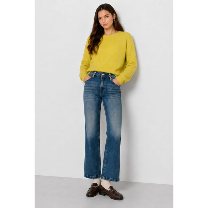Kocca - Pantaloni in denim da donna a vita alta con 5 tasche Donna