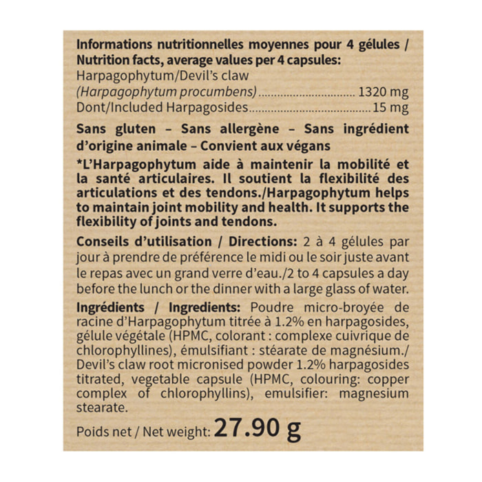 NUTRI EXPERT - Harpagophytum - Favorise la mobilité articulaire - Améliore la flexibilité des articulations et yendons - Soulage les douleurs articulaires - Végan - Lot de 2 produits
