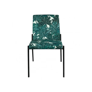 Lot de 2 chaises motif feuilles d'arbre et pieds noirs - JASPE 685