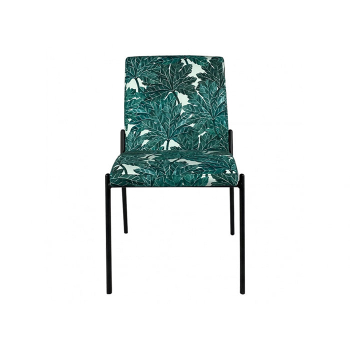 Lot de 2 chaises motif feuilles d'arbre et pieds noirs - JASPE 685