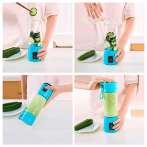 Frullatore elettrico portatile da 380 ml, 15.000 rpm, batteria da 2000 mAh e coperchio con filtro.