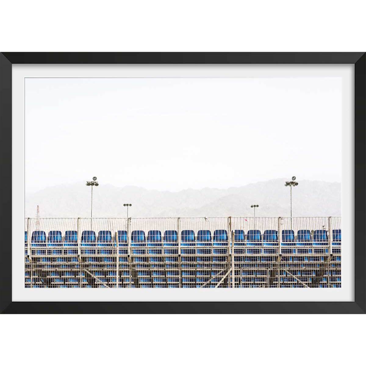 Affiche photo stade de foot. scenes from eilat 2018 Affiche + cadre en bois - Noir