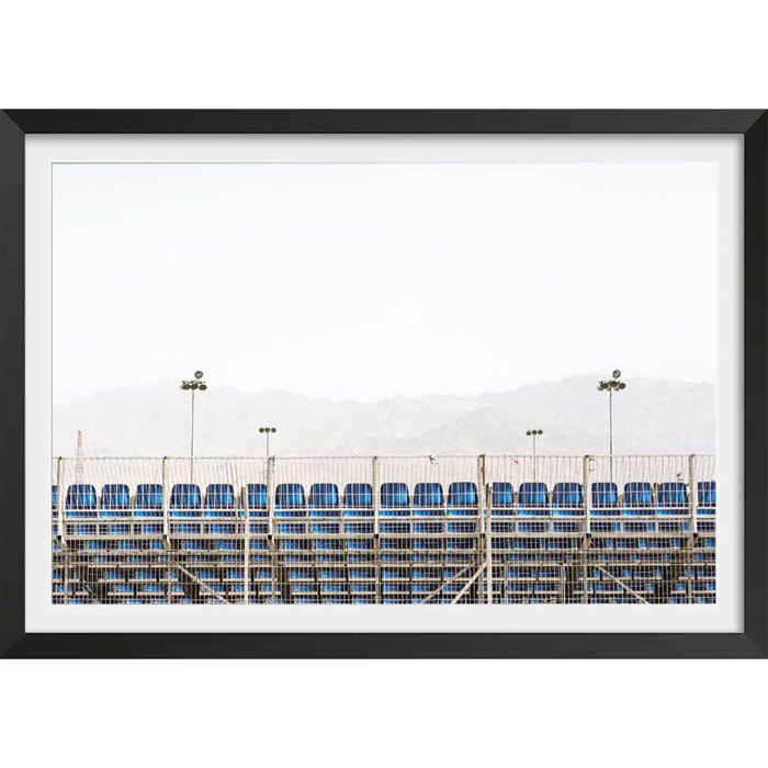 Affiche photo stade de foot. scenes from eilat 2018 Affiche + cadre en bois - Noir