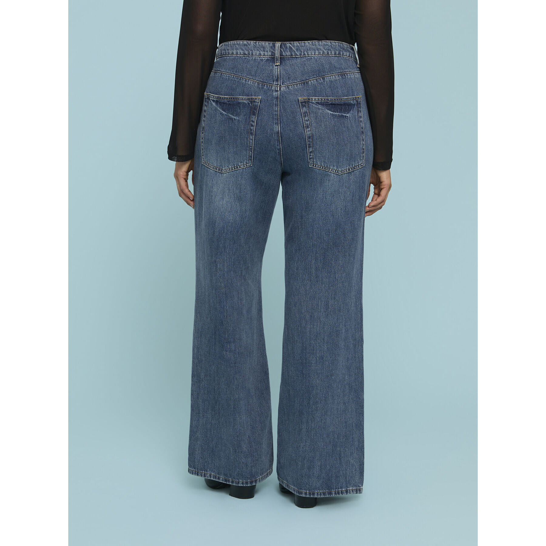 Fiorella Rubino - Jeans Wide Leg lavaggio stone washed - Blu