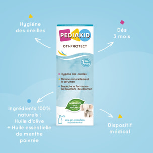 PEDIAKID - Oti-Protect - Spray Auriculaire - Hygiène de l'Oreille Dès 3 Mois - Aide à Éliminer l'Excès de Cérumen - Prévient la Formation de Bouchons - Dispositif Médical - Flacon Spray 30 ml