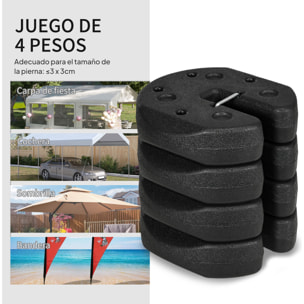 Pack de 4 Pesos para Carpas Plegables Pesos para Cenador Rellenados con Cemento Bases para Toldo Pérgola Ø22x5,5 cm Negro