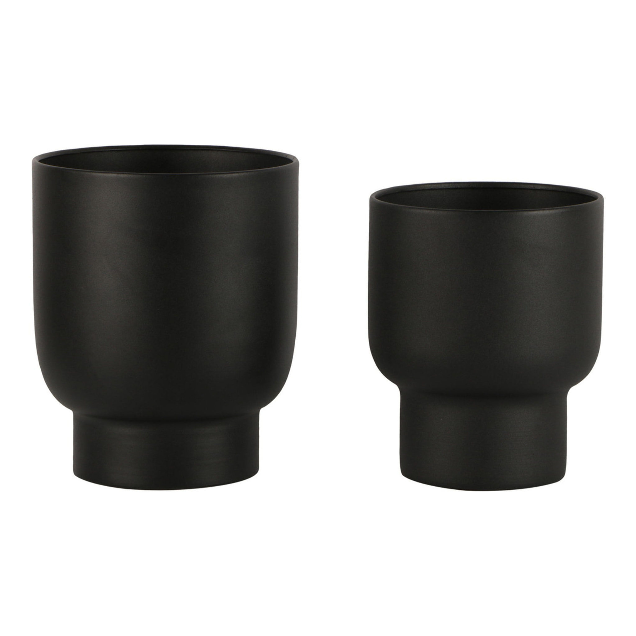 Set 2 Portavasi Fulda in Metallo Nero — Ø14 e Ø16 cm