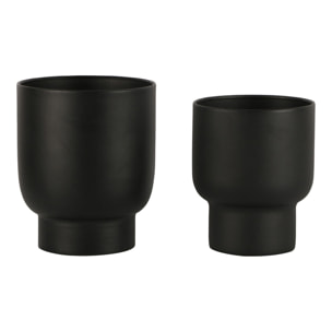 Set 2 Portavasi Fulda in Metallo Nero — Ø14 e Ø16 cm
