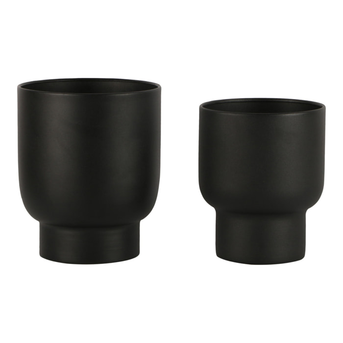 Set 2 Portavasi Fulda in Metallo Nero — Ø14 e Ø16 cm