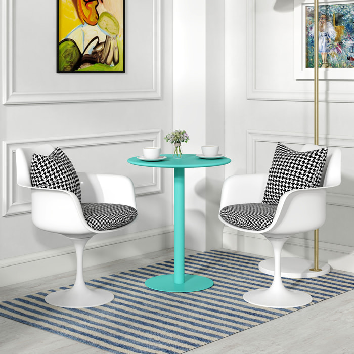 Mesa de Comedor Redonda para 2 Personas Mesa de Cocina de Acero para Interior y Exterior Ø60x72 cm Verde