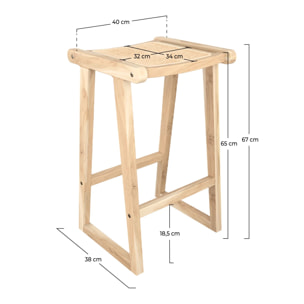 Tabouret pour îlot central 66 cm en teck et rotin naturel - Haida