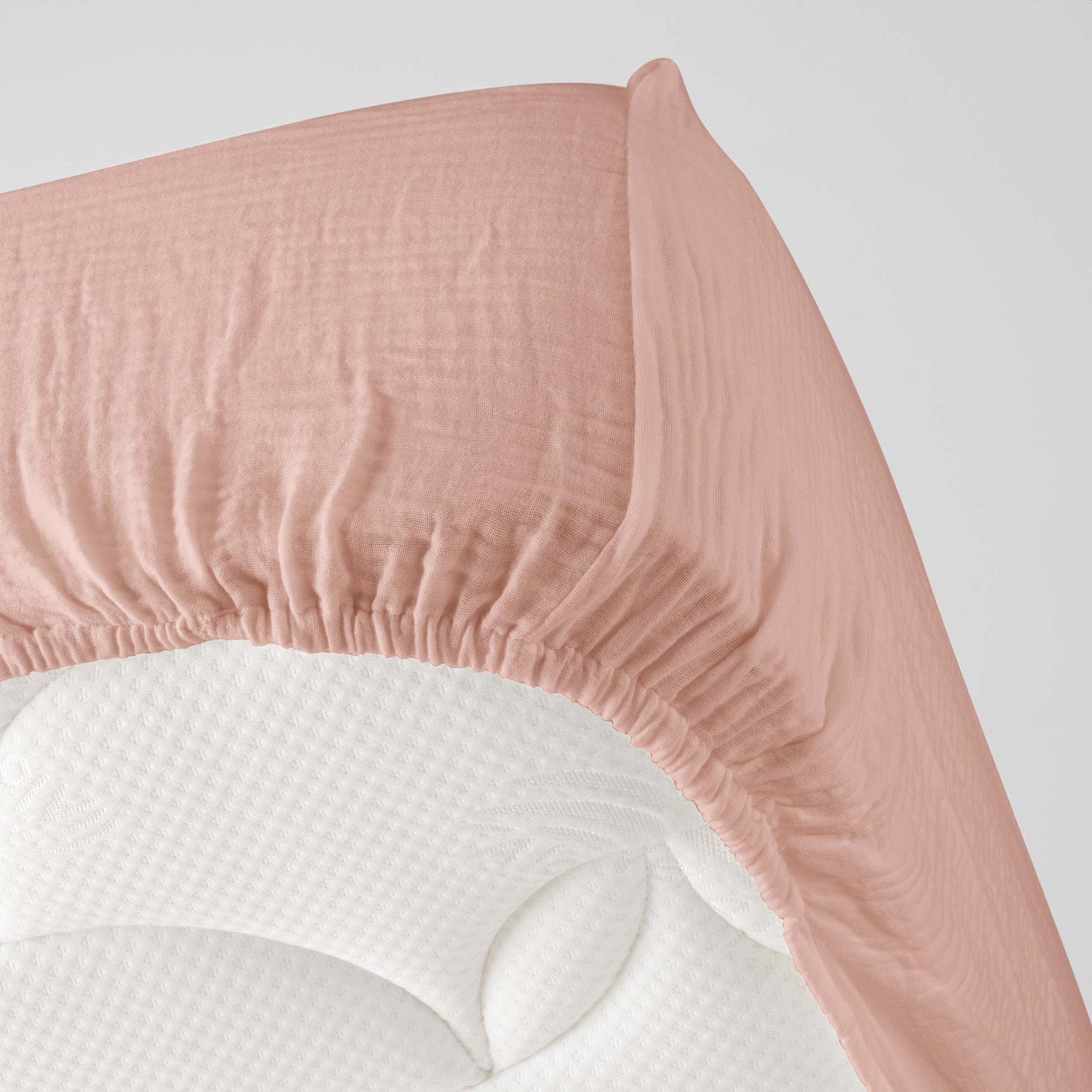 Drap Housse en gaze de coton - Rose