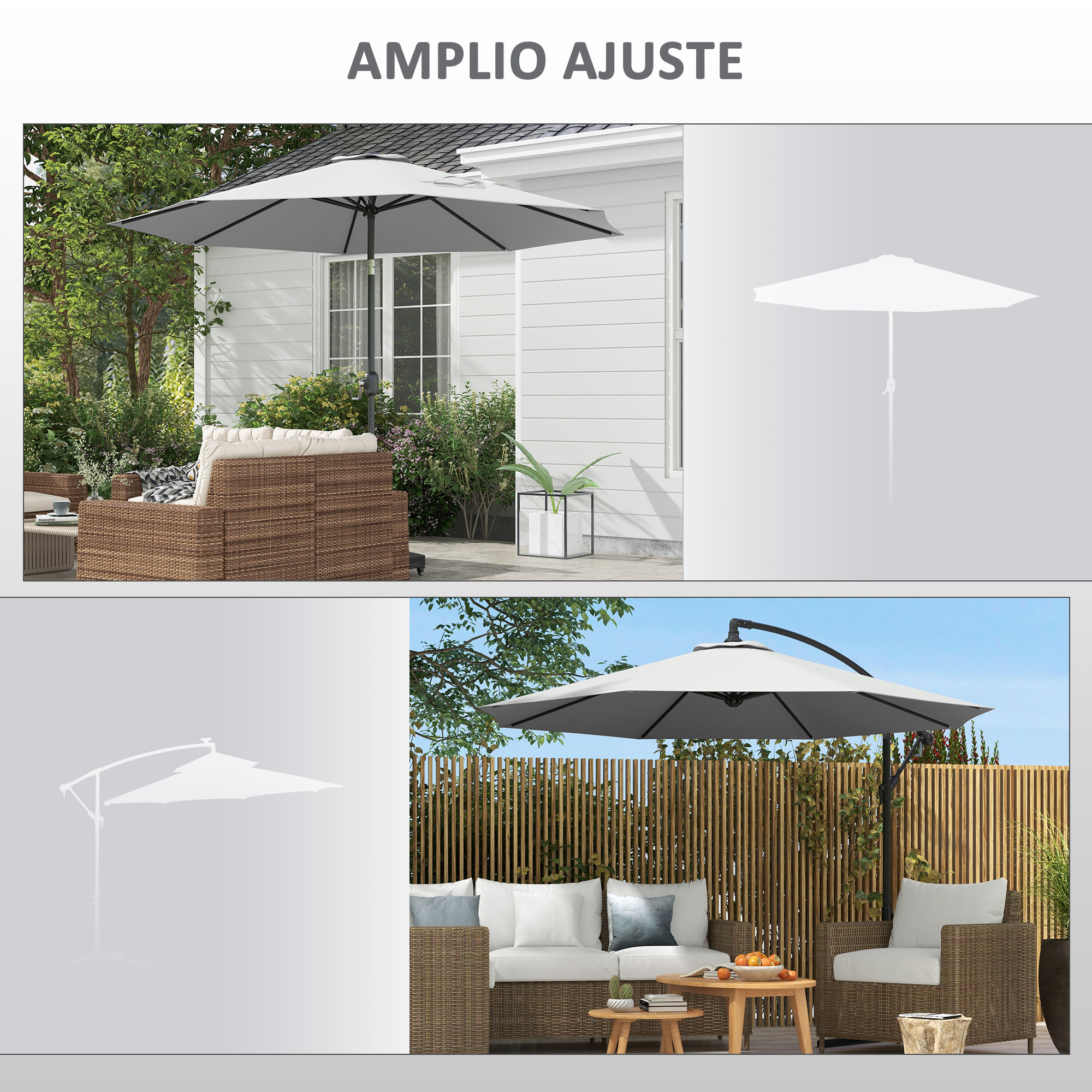 Toldo de Recambio de Sombrilla de 3 m Toldo de Repuesto para Sombrilla de Patio con Ventilación Superior Cubierta de Repuesto para Parasol de Poliéster para Exteriores Blanco