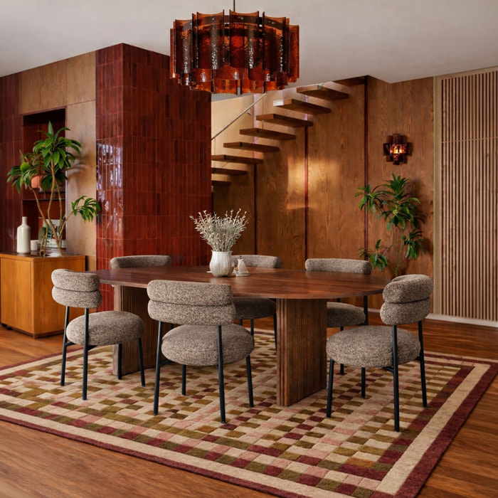 Ensemble table ovale et 6 chaises marron