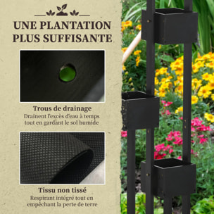 Jardinière surélevée avec treillis - dim. 90L x 45l x 170H cm - bois de sapin noir