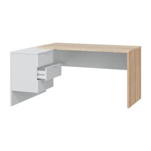 Mesa de escritorio Office Buc Blanco Artik (Blanco Mate) - Roble Canadian