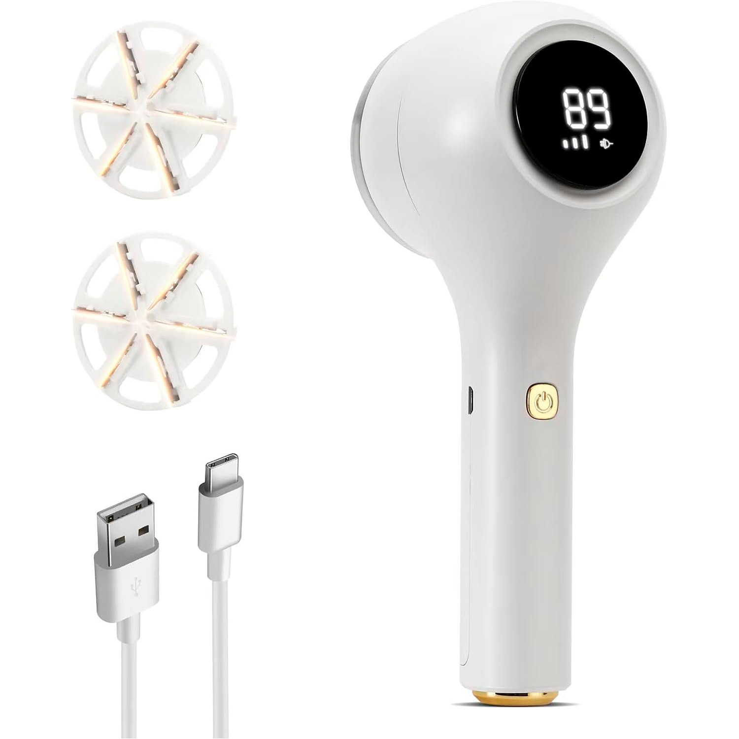 Rimuovi pelucchi con schermo digitale con indicatore di batteria e 3 livelli di potenza.