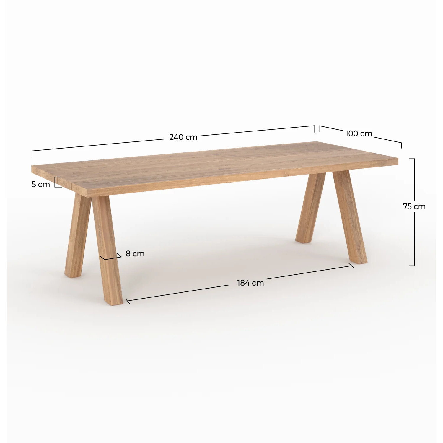 Table de jardin en bois de teck recyclé 10 personnes - Molo