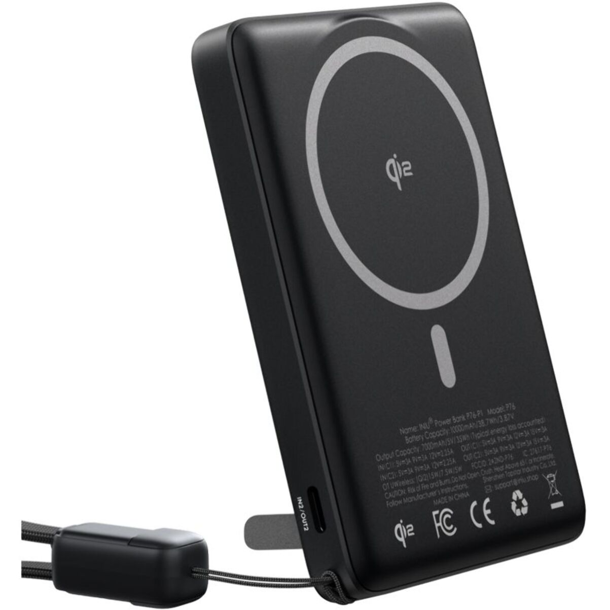 Batterie externe INIU 10000 mAh MagPro slim noir