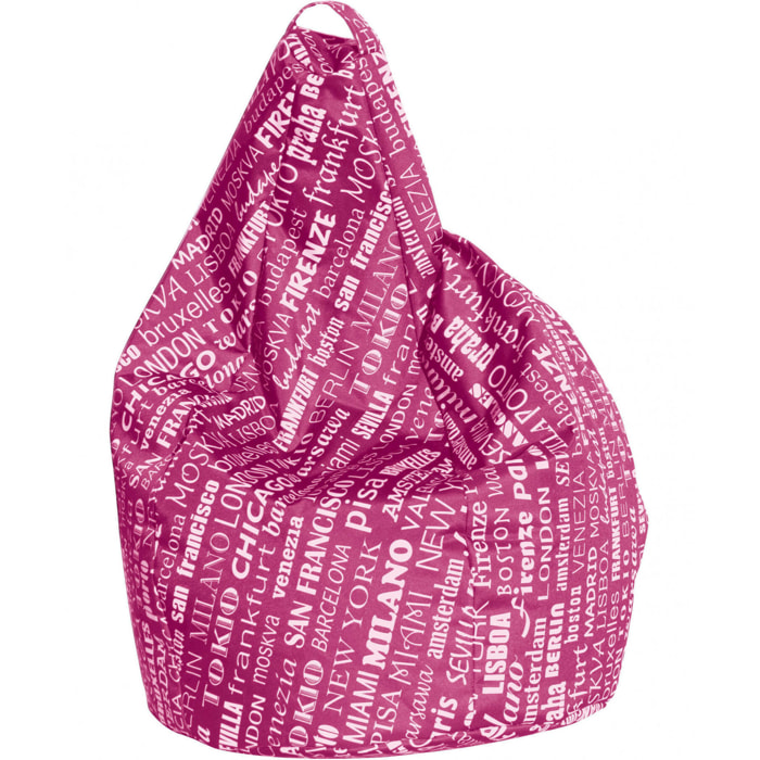 Pouf Marisa, Poltrona multiuso, Poltroncina sacco, Pouf poggiapiedi, Made in Italy, 80x80 h120 cm, Rosa e Bianco